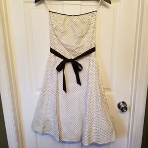 Ruby Rox Ivory Polka Dot Dress with Black Sash